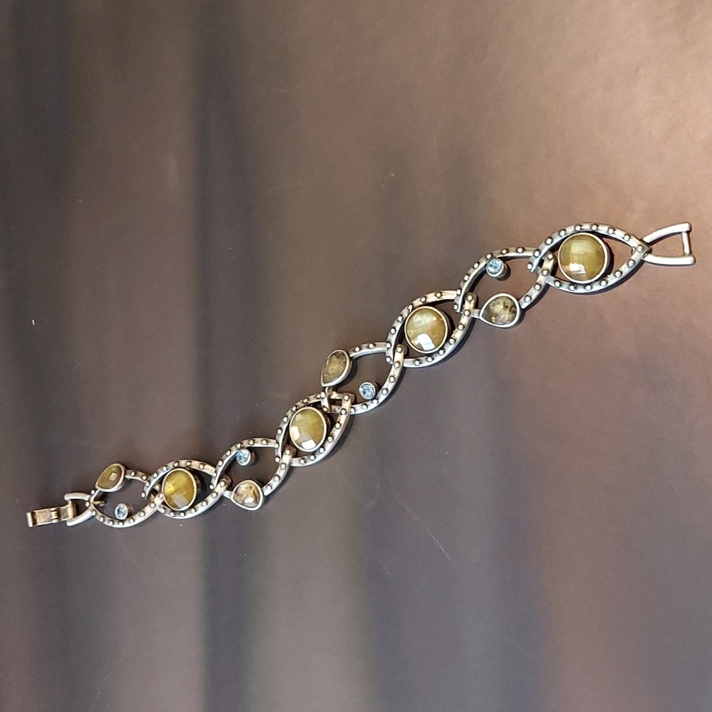 Multi Stone Silvertone Bracelet